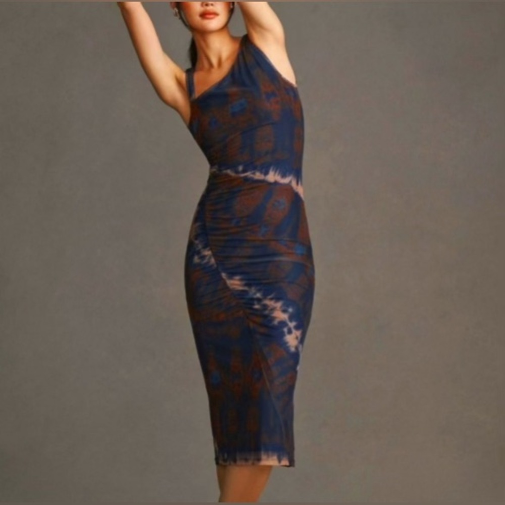 NWOT Porridge Asymmetrical Ruched Dress M